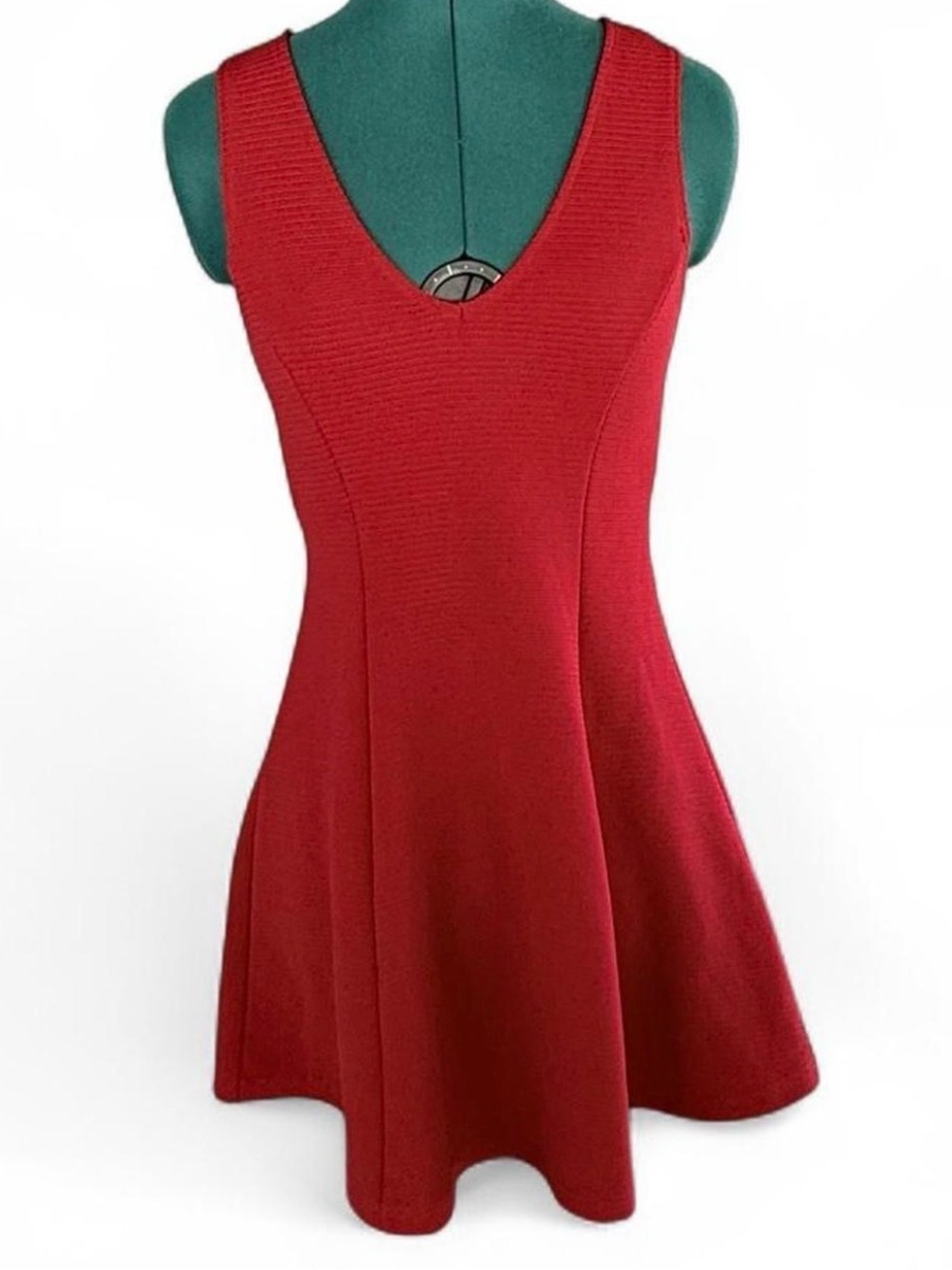 Forever 21 Red V-Neck Fit-and-Flare Mini Dress